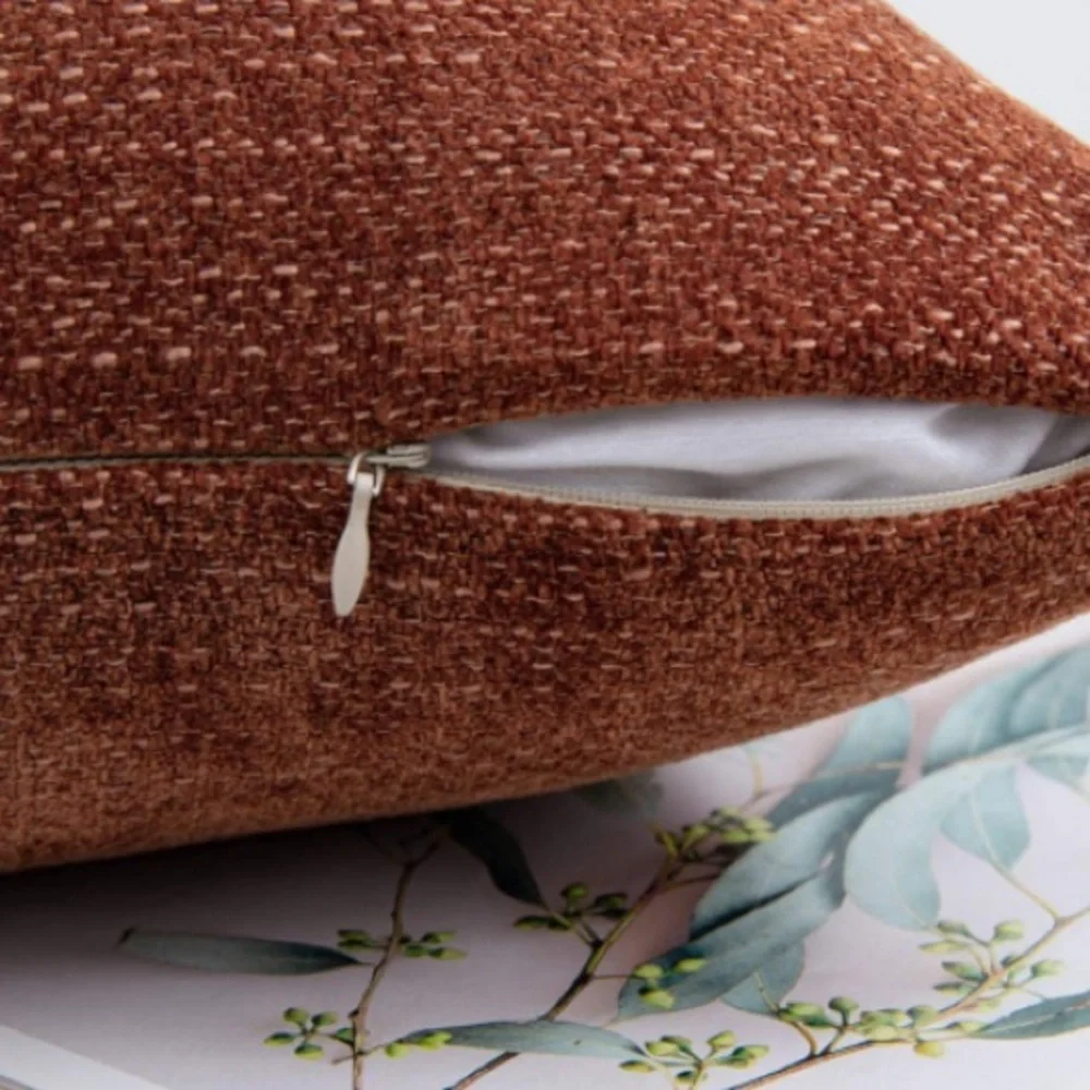 Luxury Home | Rustic Farmhouse Rust Orange Thick Chenille Throw Pillow Covers